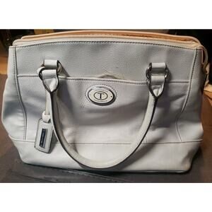 Tignanello French Tote/Shoulder Bag White Pebbled Leather